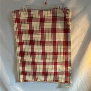 Pottery Barn red/cream plaid table runner 100% cotton holiday home decor 88"